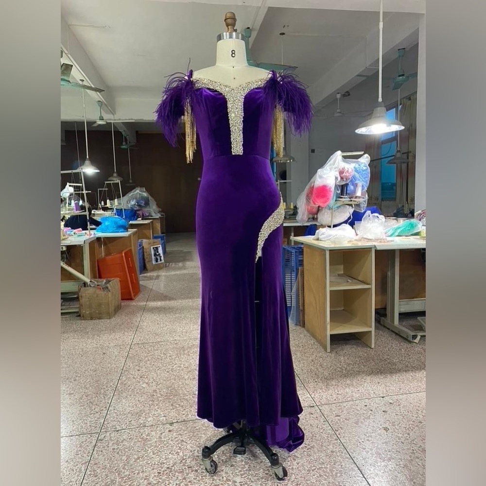 Purple velvet formal gown